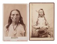 BARRY, David F. (1854-1934), photographer. Cabinet cards of Little Bighorn participants Chief Crow and Belly Fat, KIA at LBH.