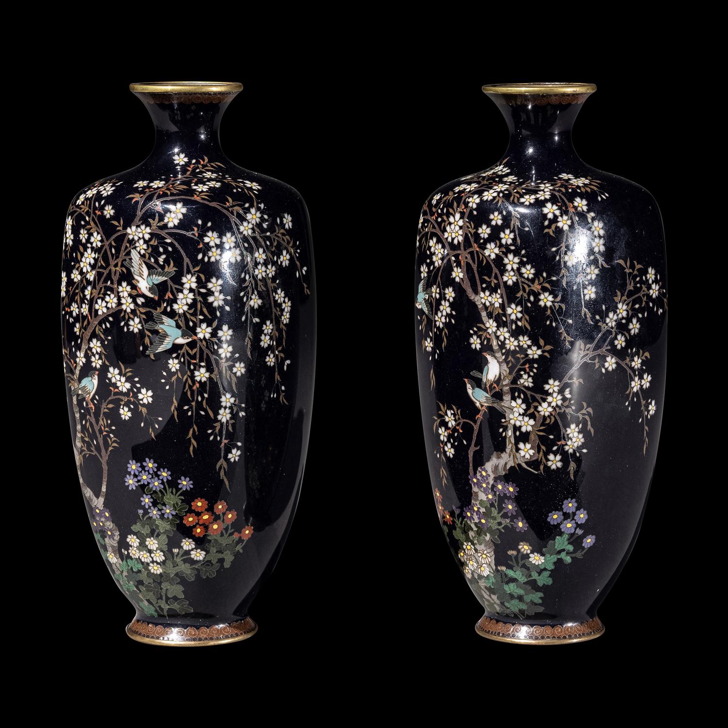 A Pair of Japanese Cloisonn é Vases
