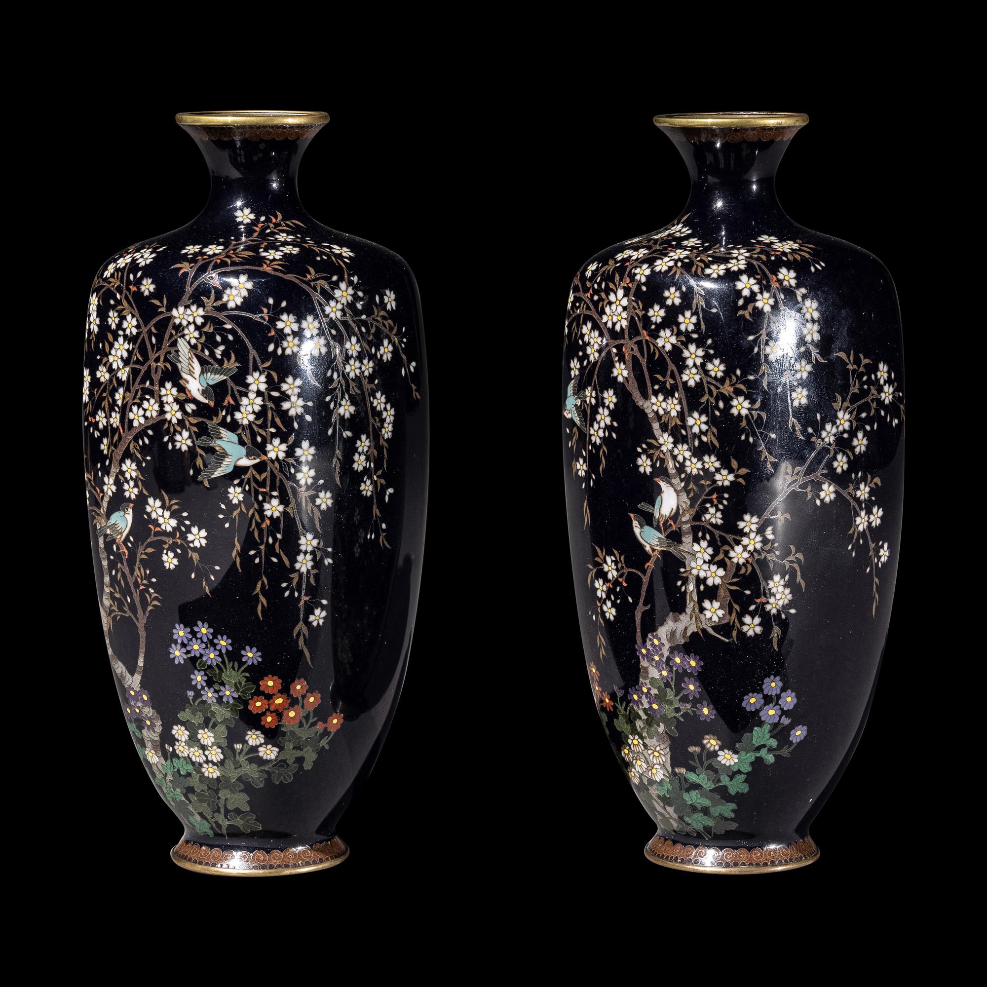 A Pair of Japanese Cloisonn é Vases