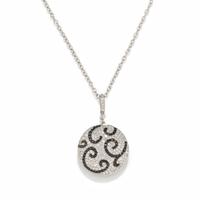 DIAMOND, BLACK DIAMOND, AND WHITE GOLD PENDANT NECKLACE