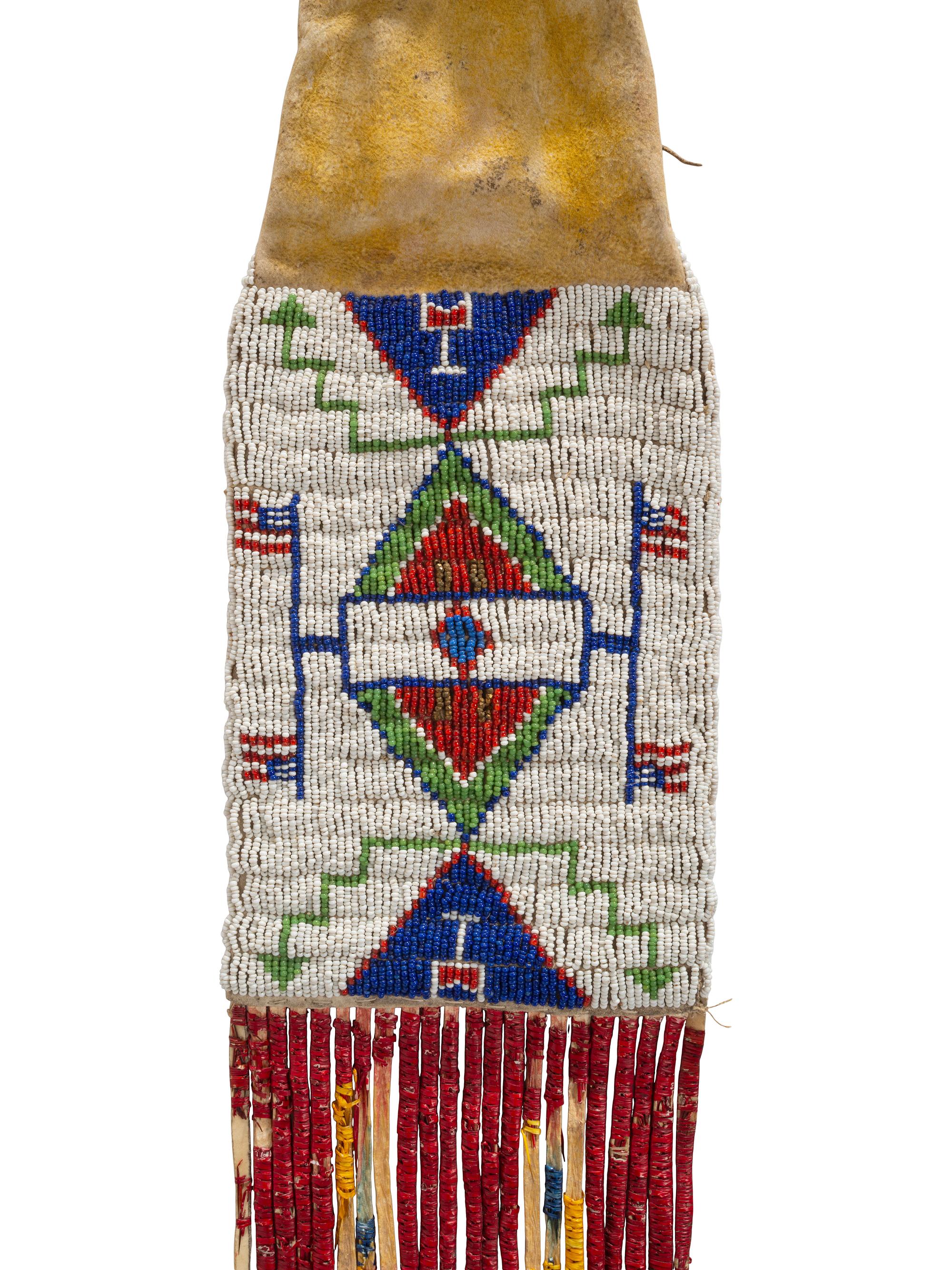 Sioux Beaded Hide Tobacco Bag, with American Flags
