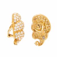 DIAMOND AND YELLOW GOLD SWIRL EARRINGS