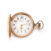 WALTHAM, 14K YELLOW GOLD HUNTER CASE POCKET WATCH