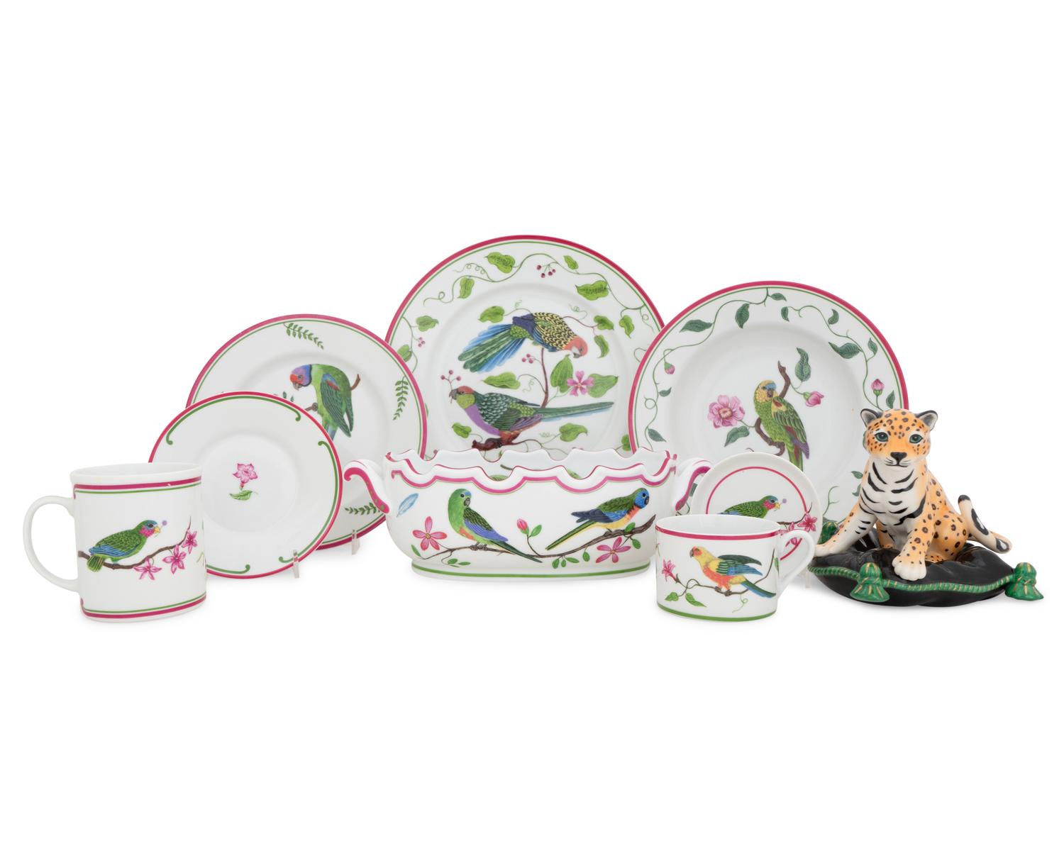 A Lynn Chase Parrots of Paradise Porcelain Dinner Service