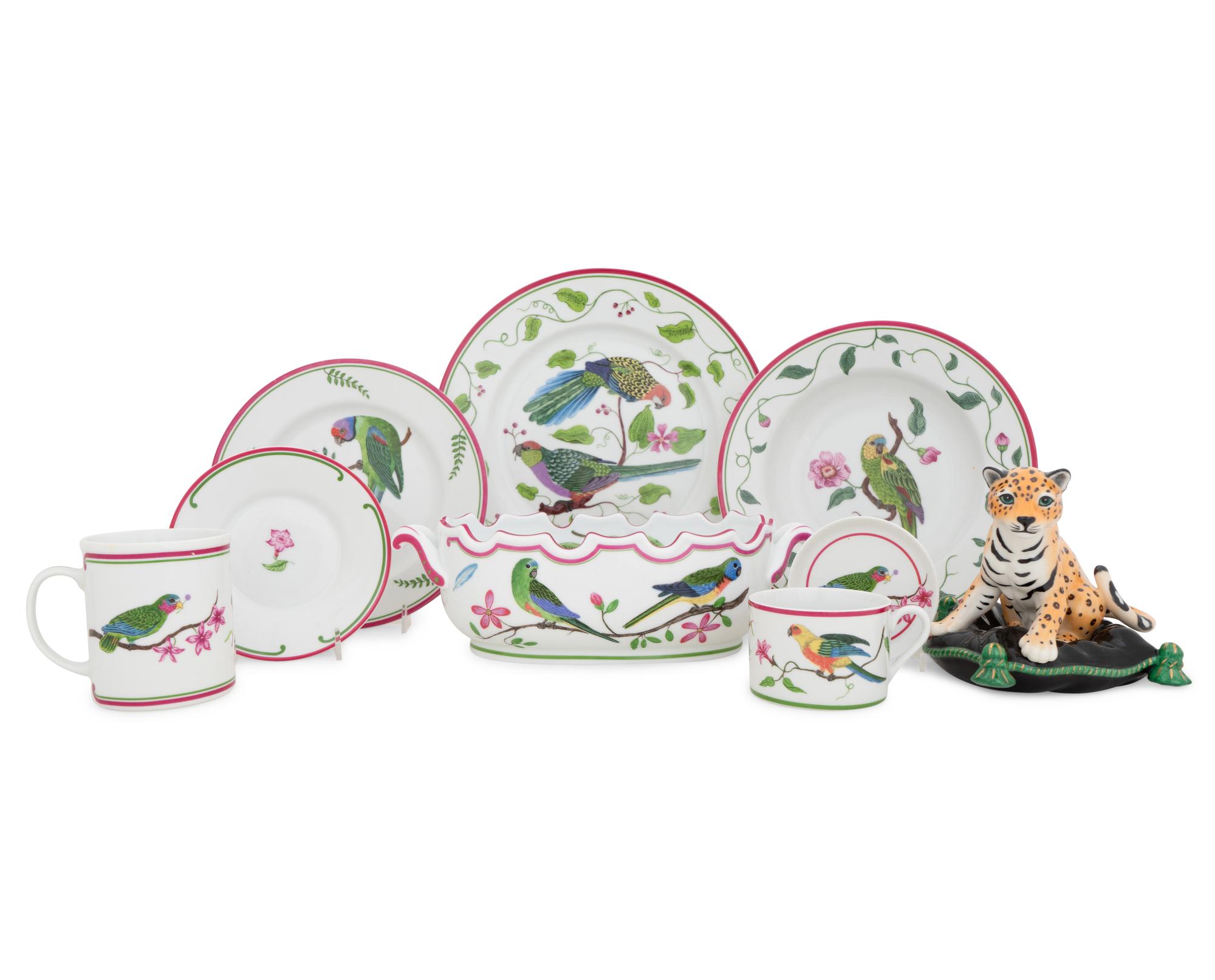 A Lynn Chase Parrots of Paradise Porcelain Dinner Service