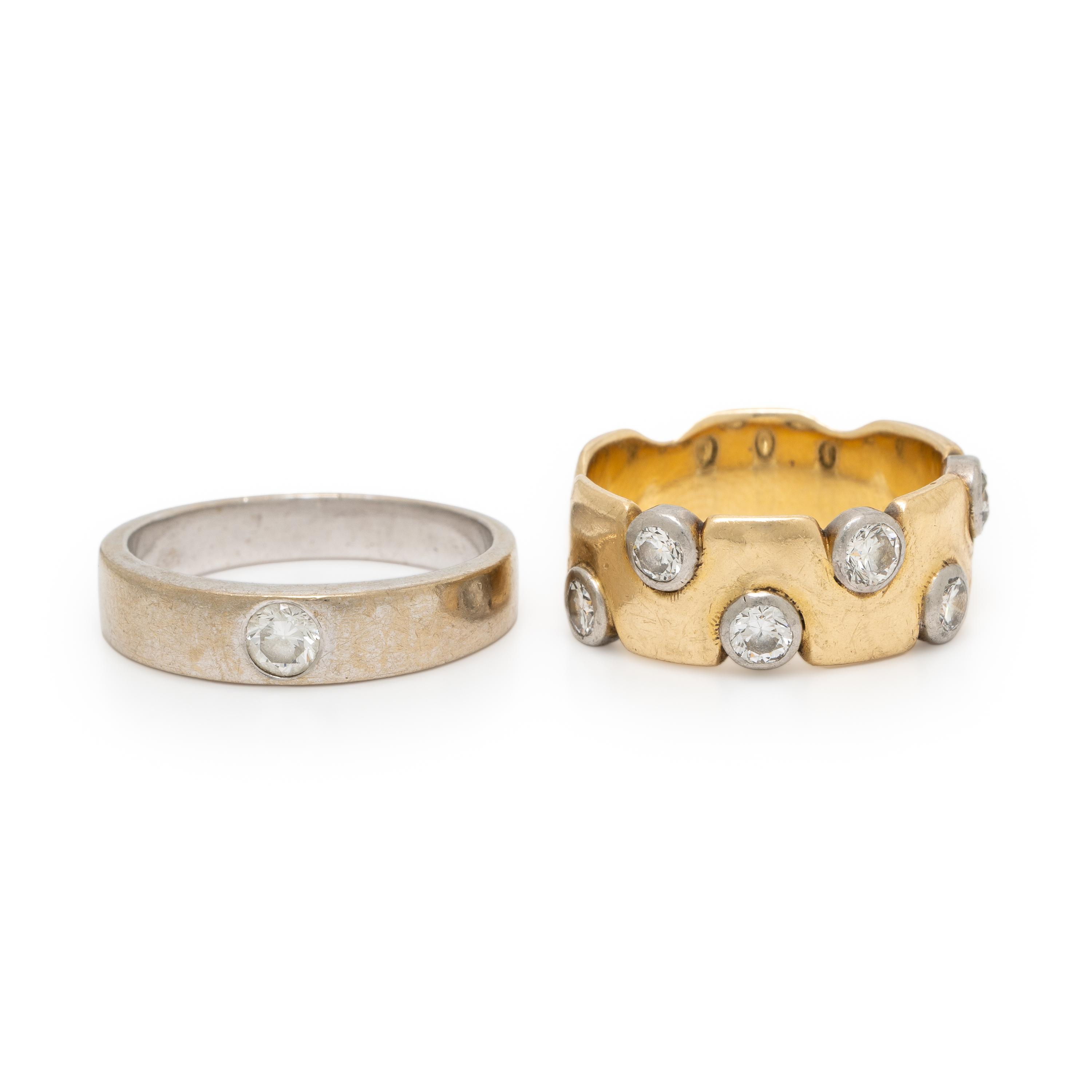 Two Diamond and Gold Band Rings