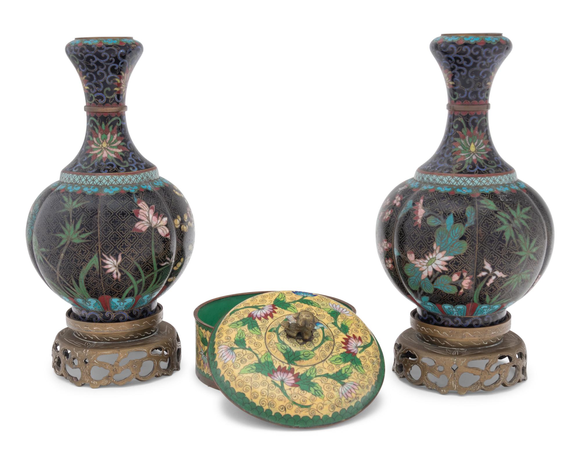 Three Chinese Cloisonné Vessels