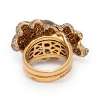 Rodney Rayner, 'Wave,' Brown Cultured Pearl, Colored Diamond, and Yellow Gold Flower Ring