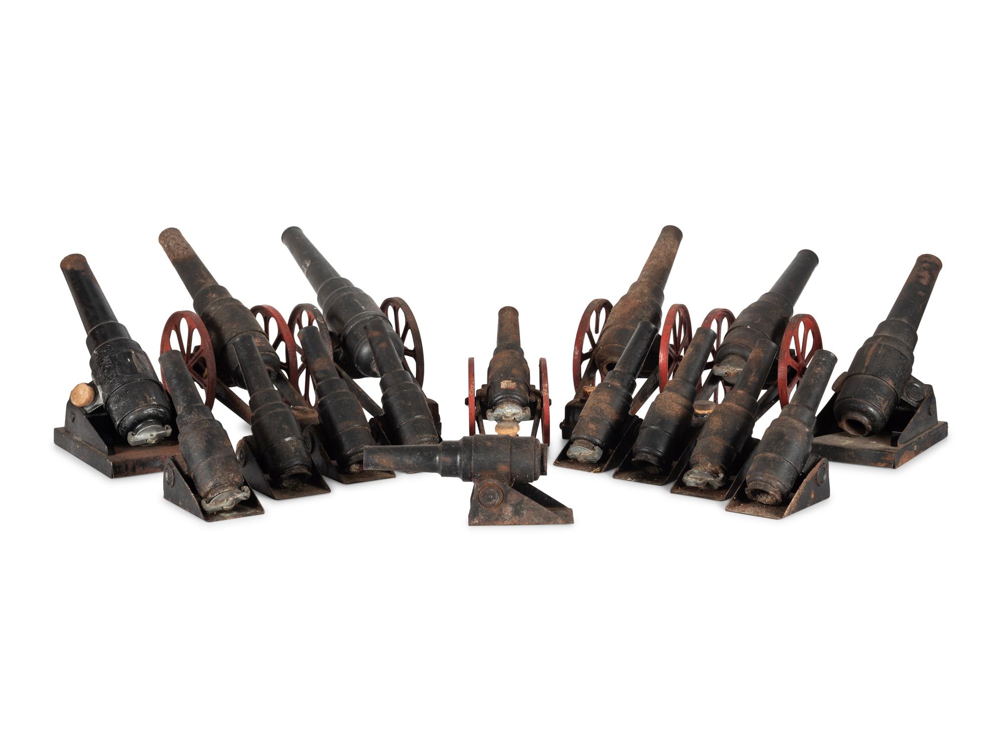 Sixteen Cast Iron Toy Cannons