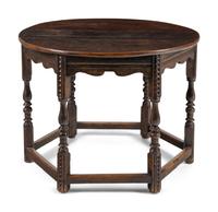 A William and Mary Carved Walnut and Oak Octagonal-Base Side Table