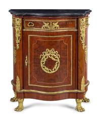 An Empire Style Gilt Bronze Mounted Kingwood Veneered Marble-Top Meuble d'Appui