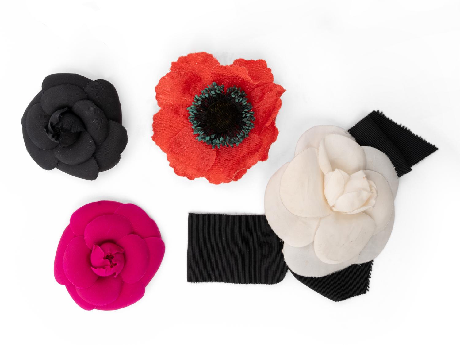 Four Chanel Camellia Pins, 1990-2000s