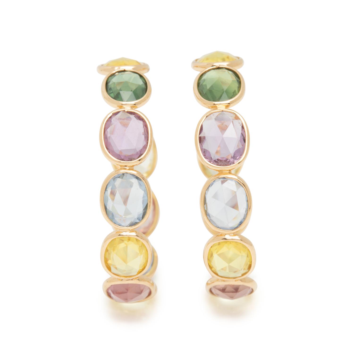 MULTICOLOR SAPPHIRE HOOP EARRINGS