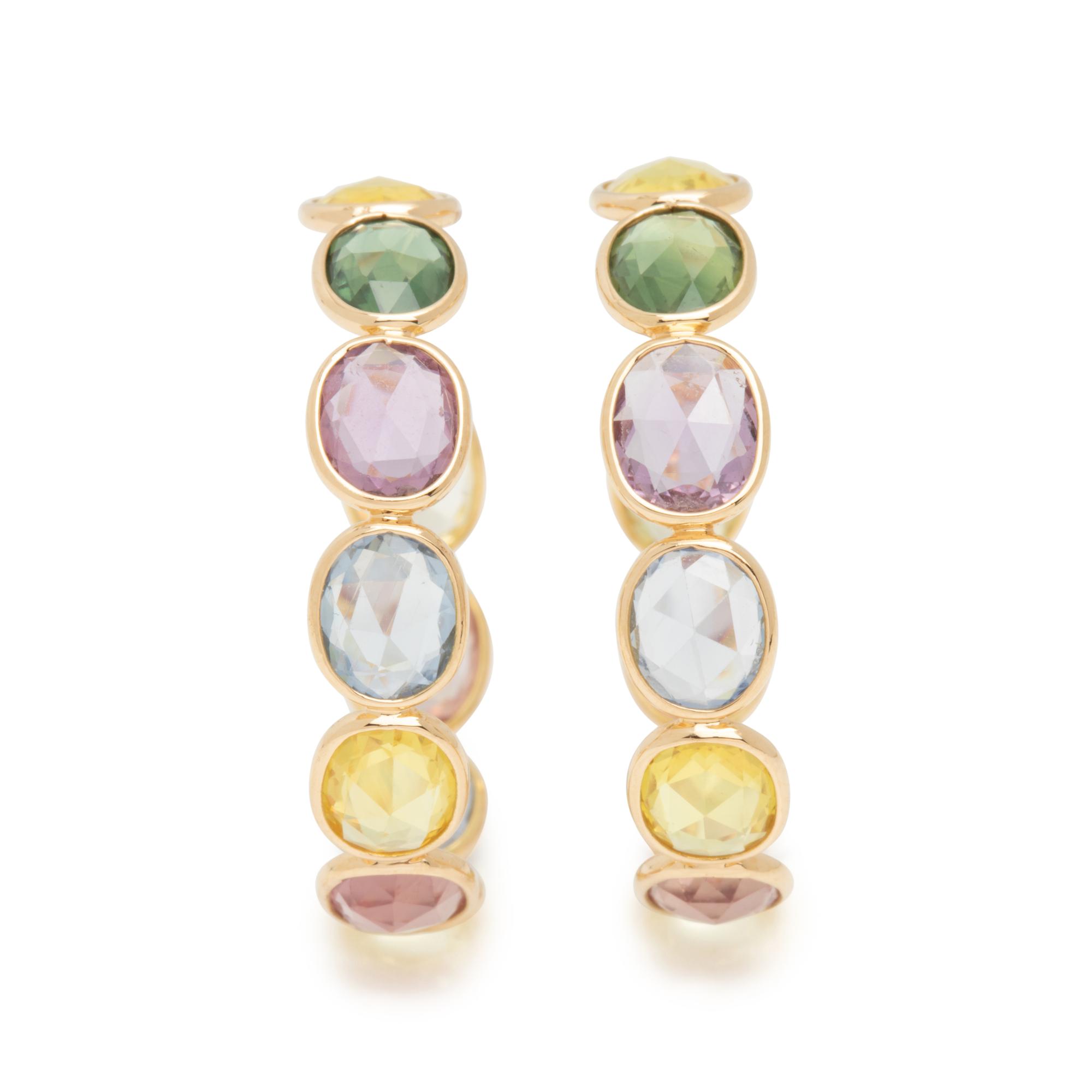 MULTICOLOR SAPPHIRE HOOP EARRINGS