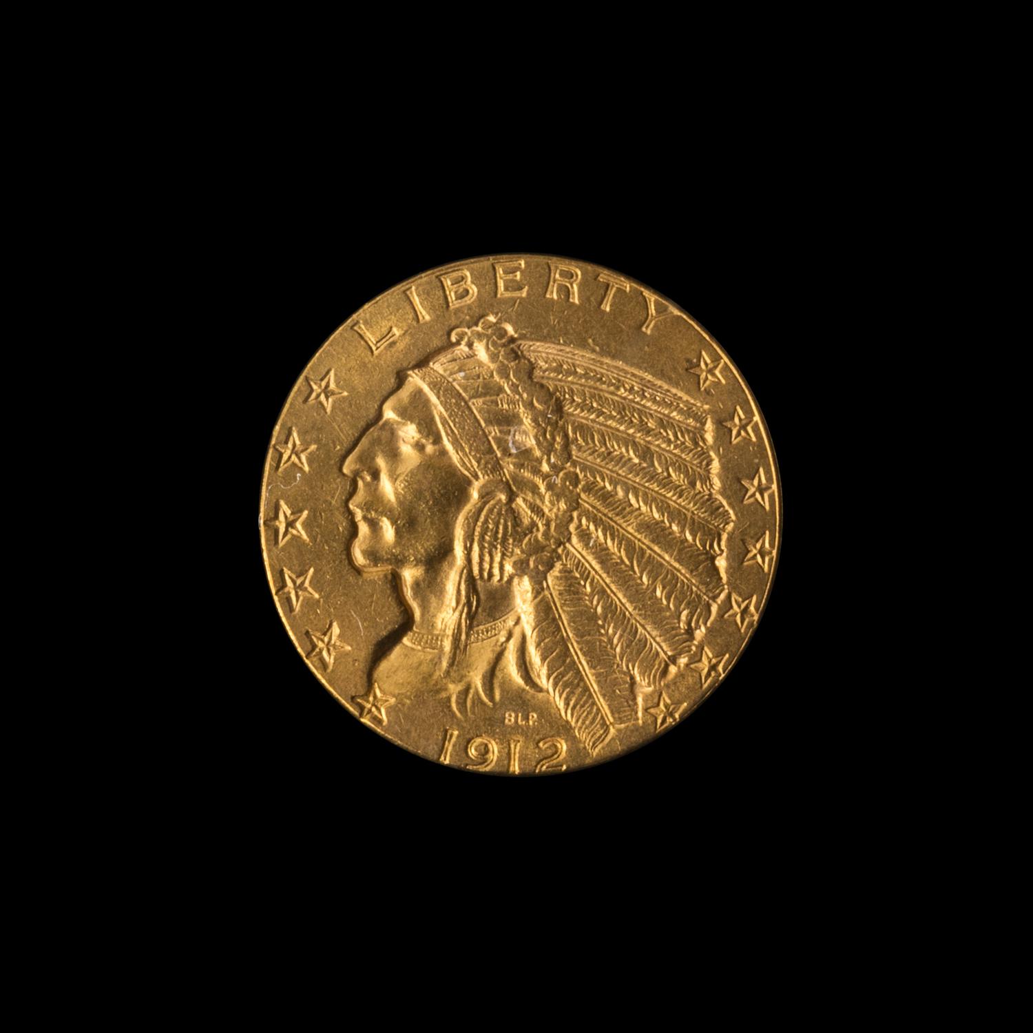 A United States 1912 Indian Head $5 Gold Coin
