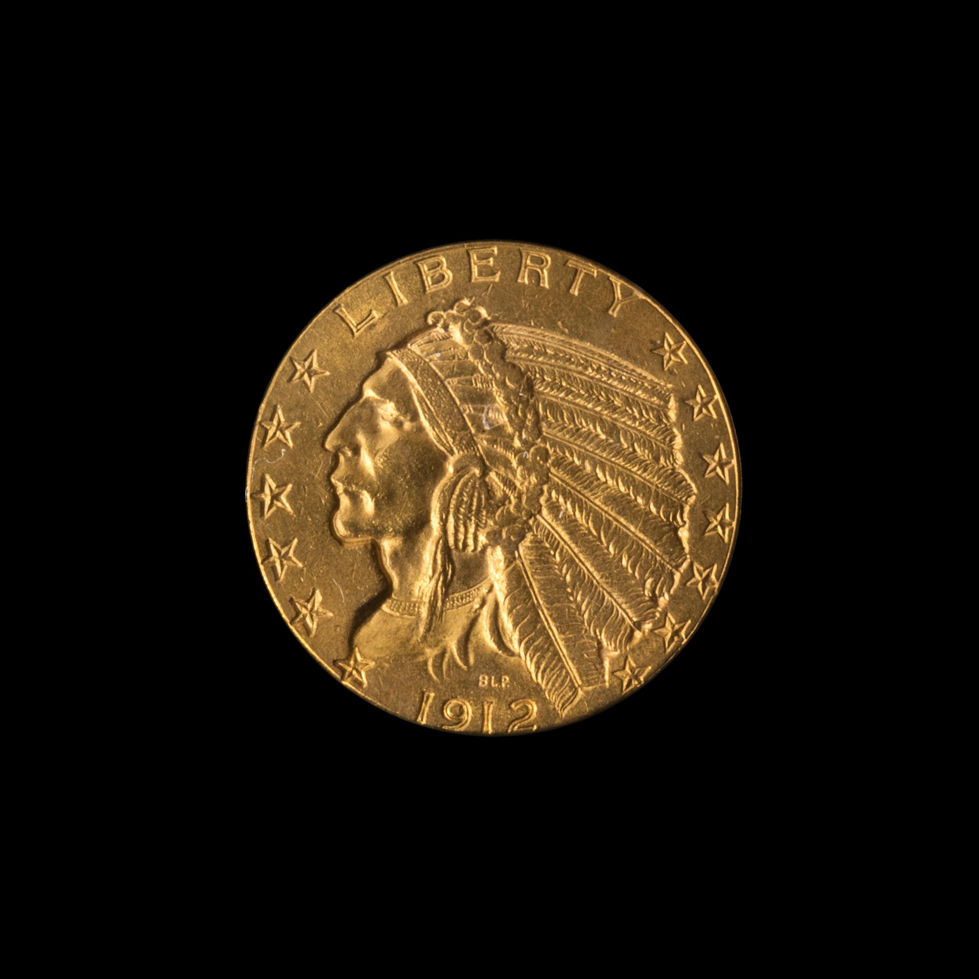 A United States 1912 Indian Head $5 Gold Coin