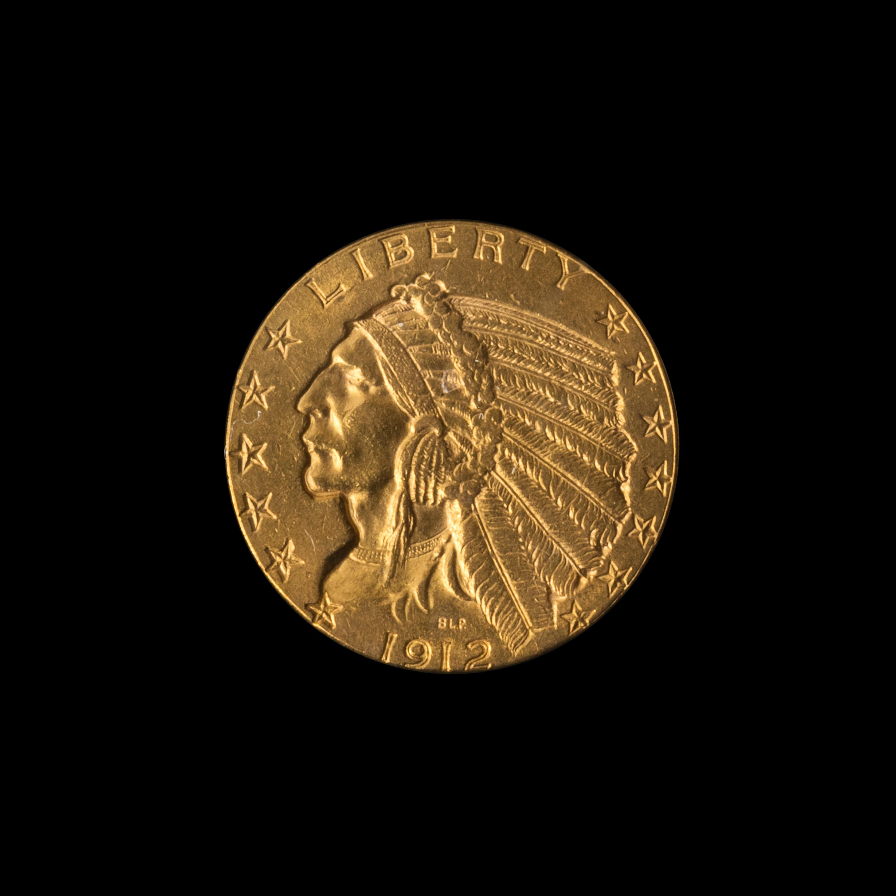 A United States 1912 Indian Head $5 Gold Coin