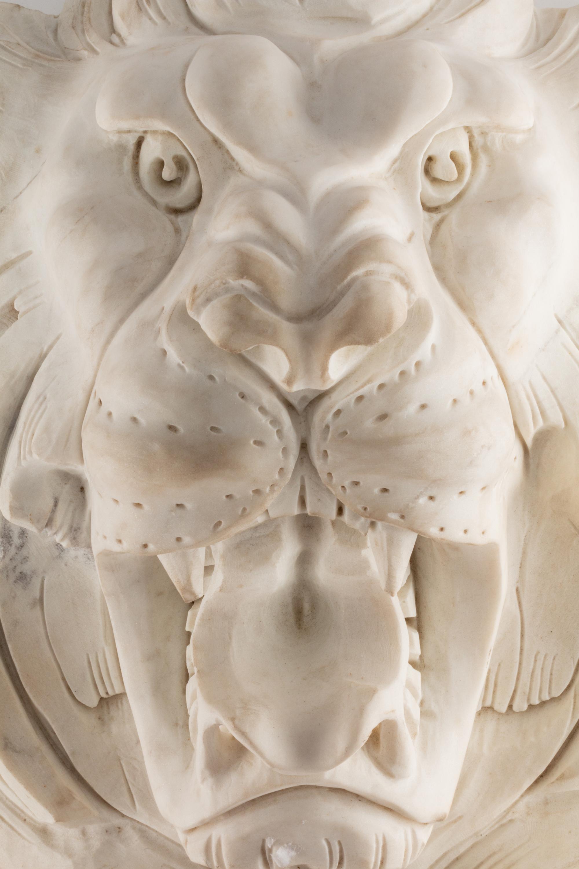A Continental Marble Lion Mask