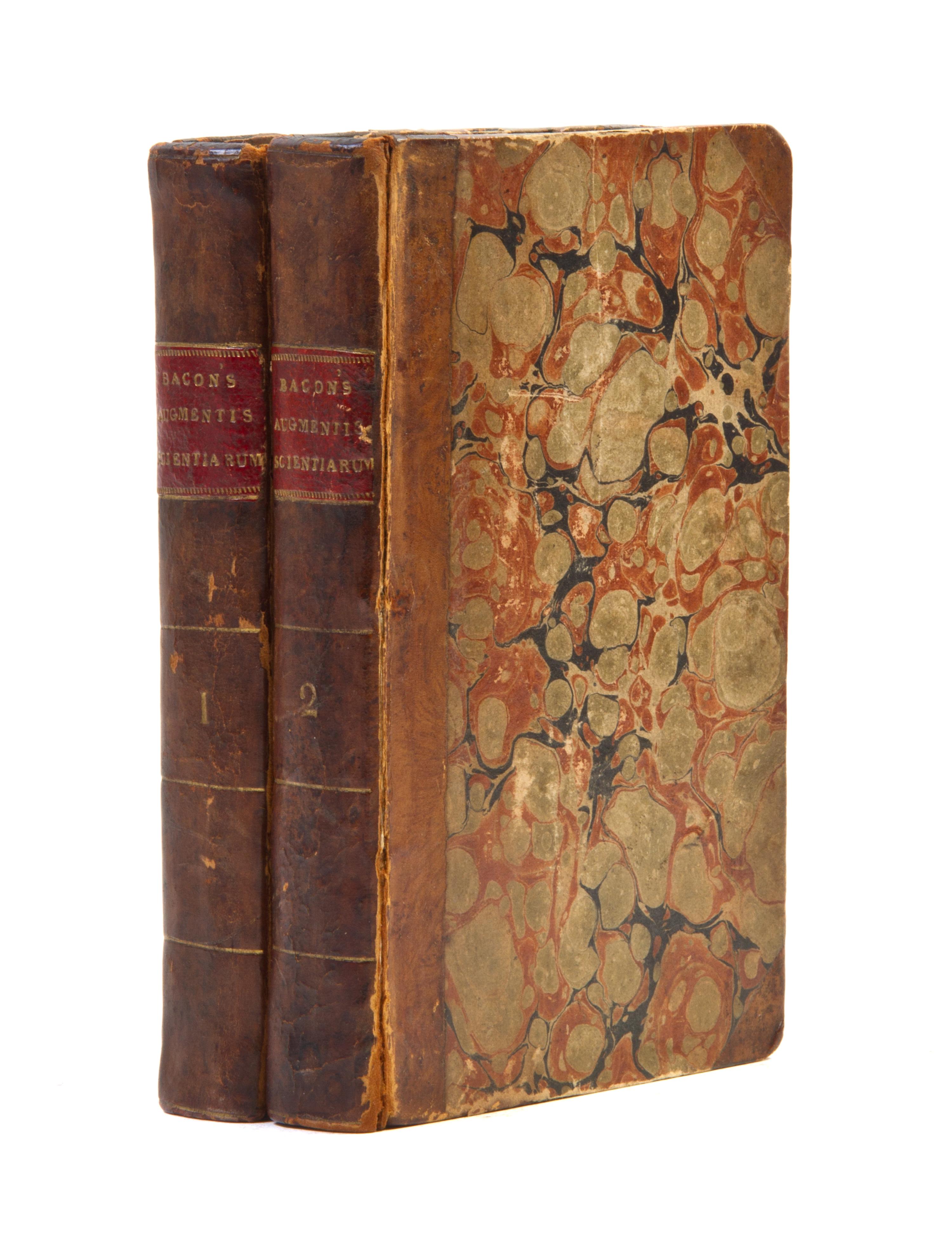 BACON, FRANCIS. De augmentis scientiarum... London, 1803. 2 vols. Later edition.