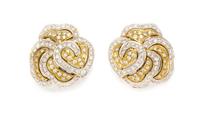 A Pair of 18 Karat Gold and Diamond Earclips, 10.40 dwts.