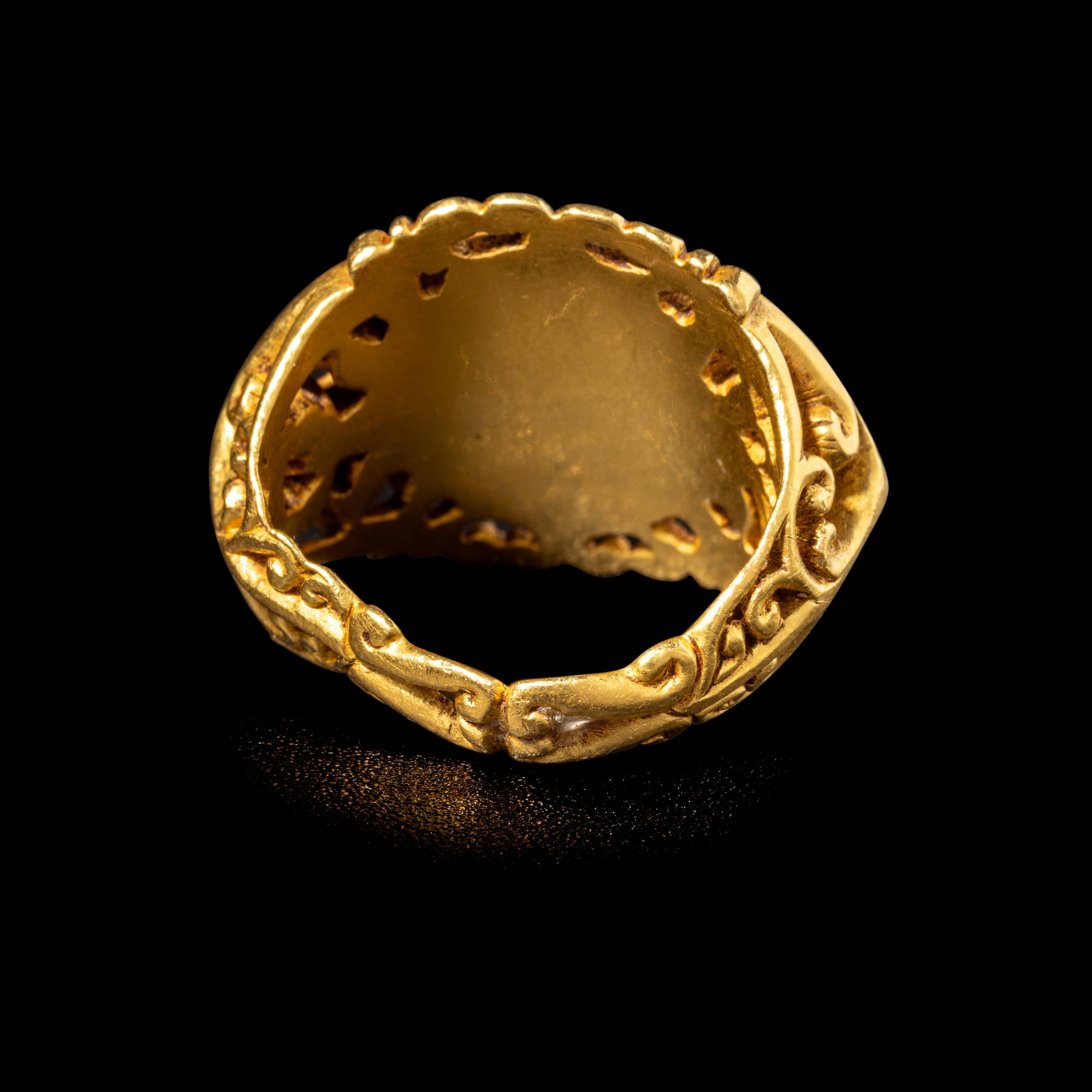 A Roman Gold and Nicolo Finger Ring