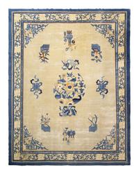 A Chinese Blue and White Nichols Wool Rug