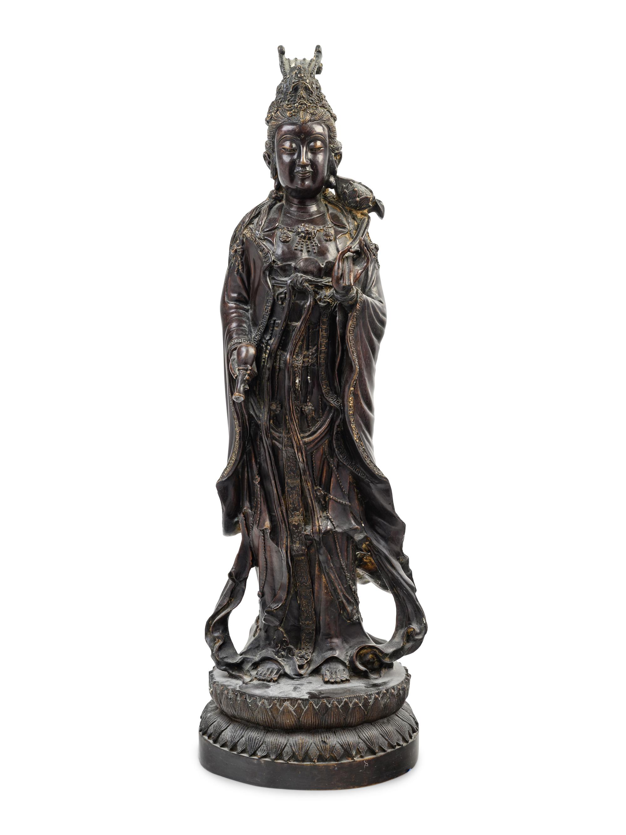 A Chinese Bronze Figure of Guanyin