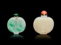 Two Jade and Jadeite Snuff Bottles