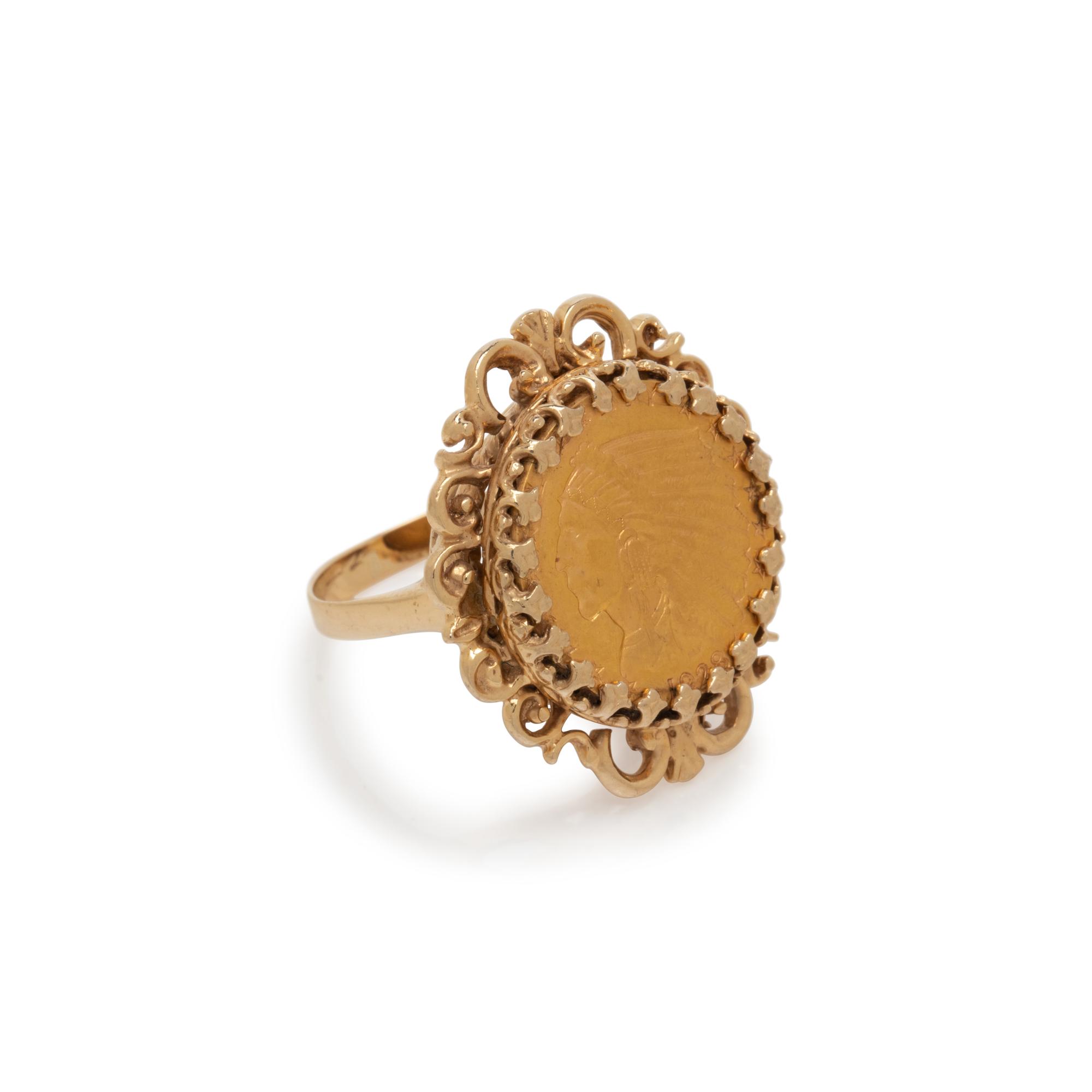 YELLOW GOLD AND COIN RING