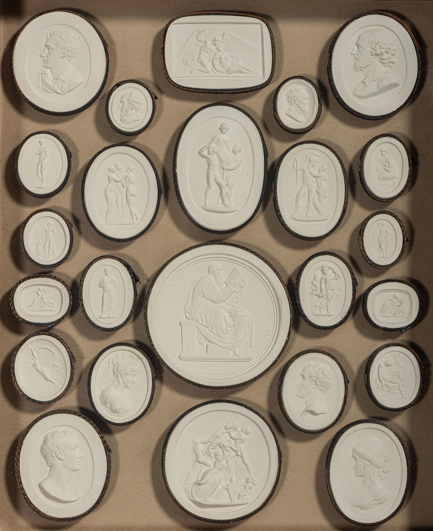Four Framed Groups of Grand Tour Plaster Intaglios