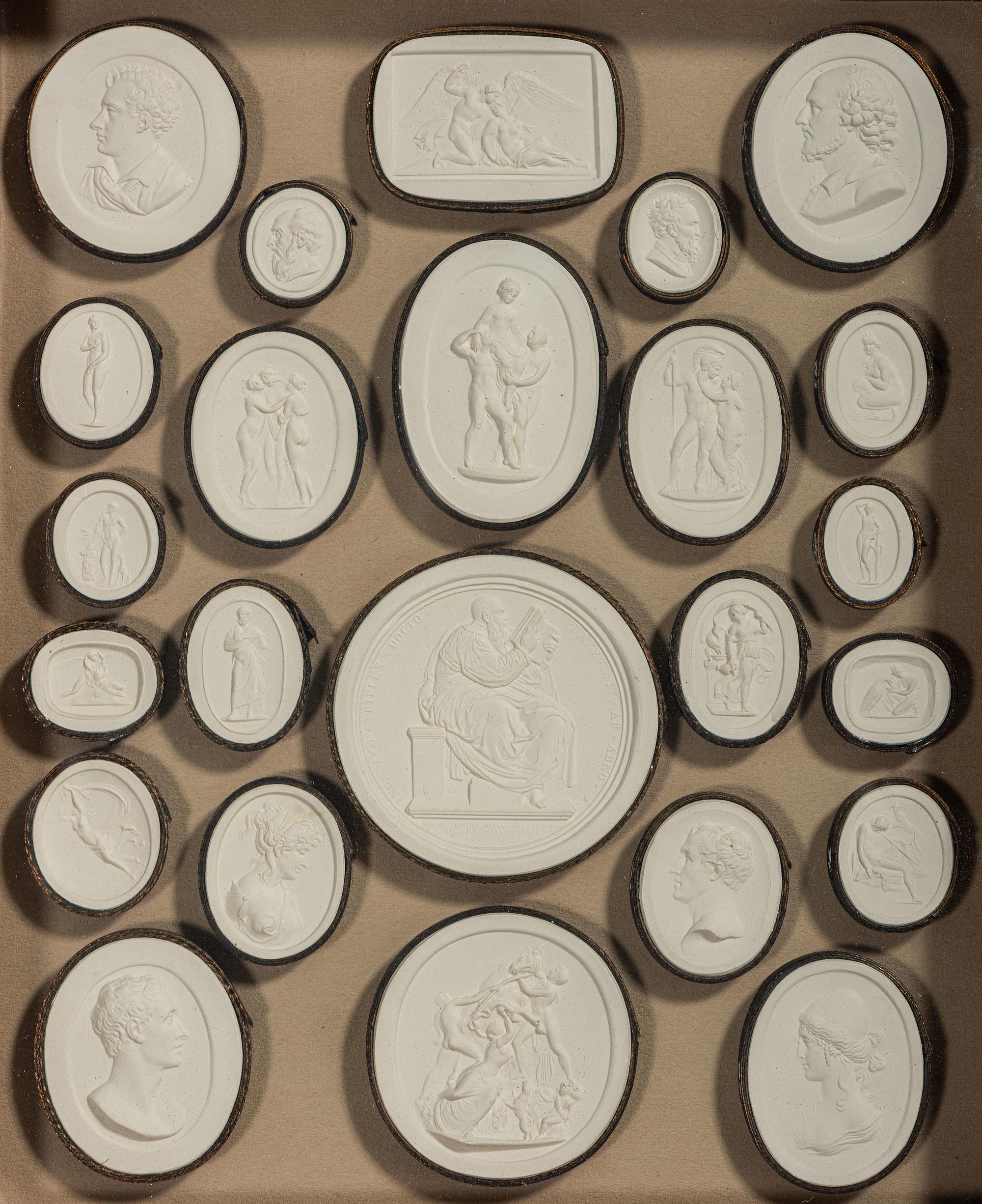 Four Framed Groups of Grand Tour Plaster Intaglios