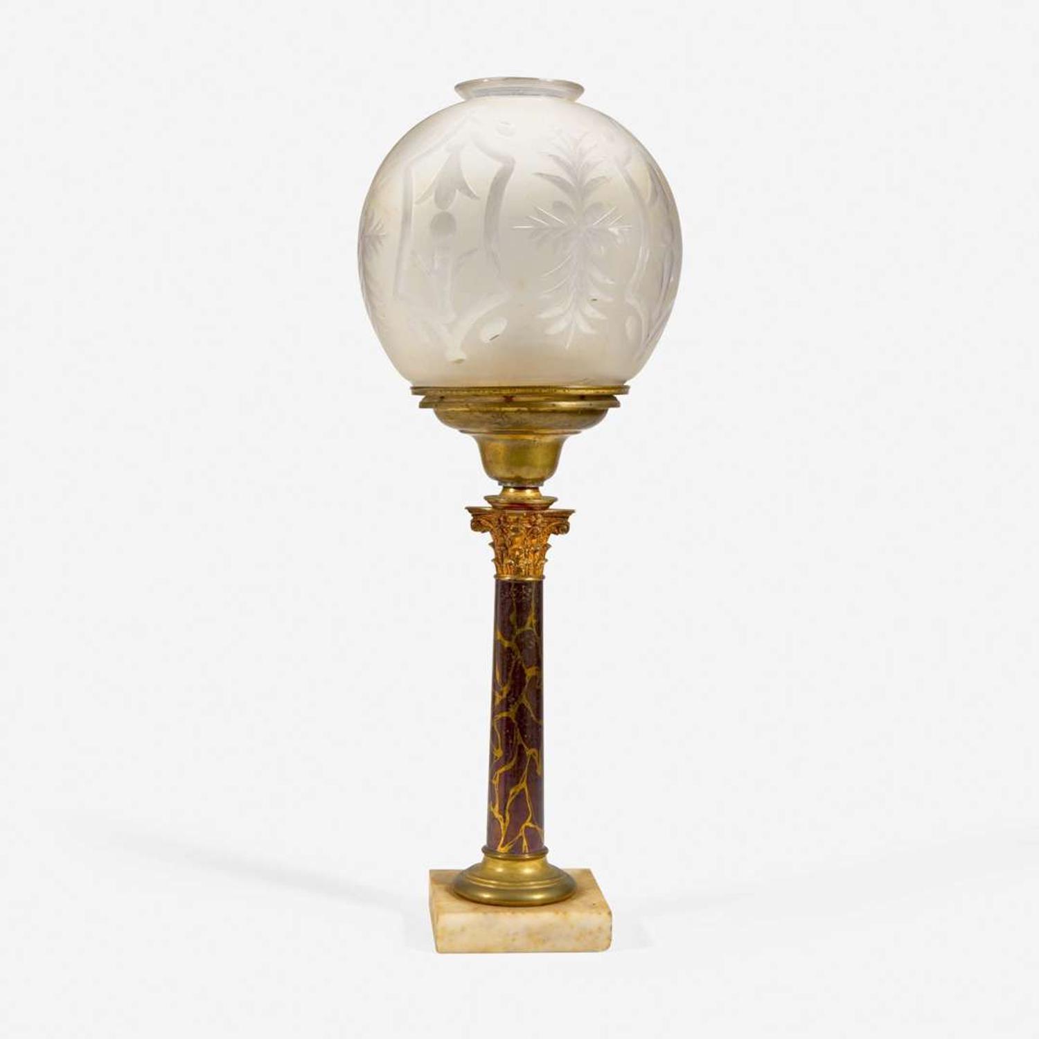 A brass, marble, and glass Astral lamp Cornelius & Co., Philadelphia, PA, circa 1840s