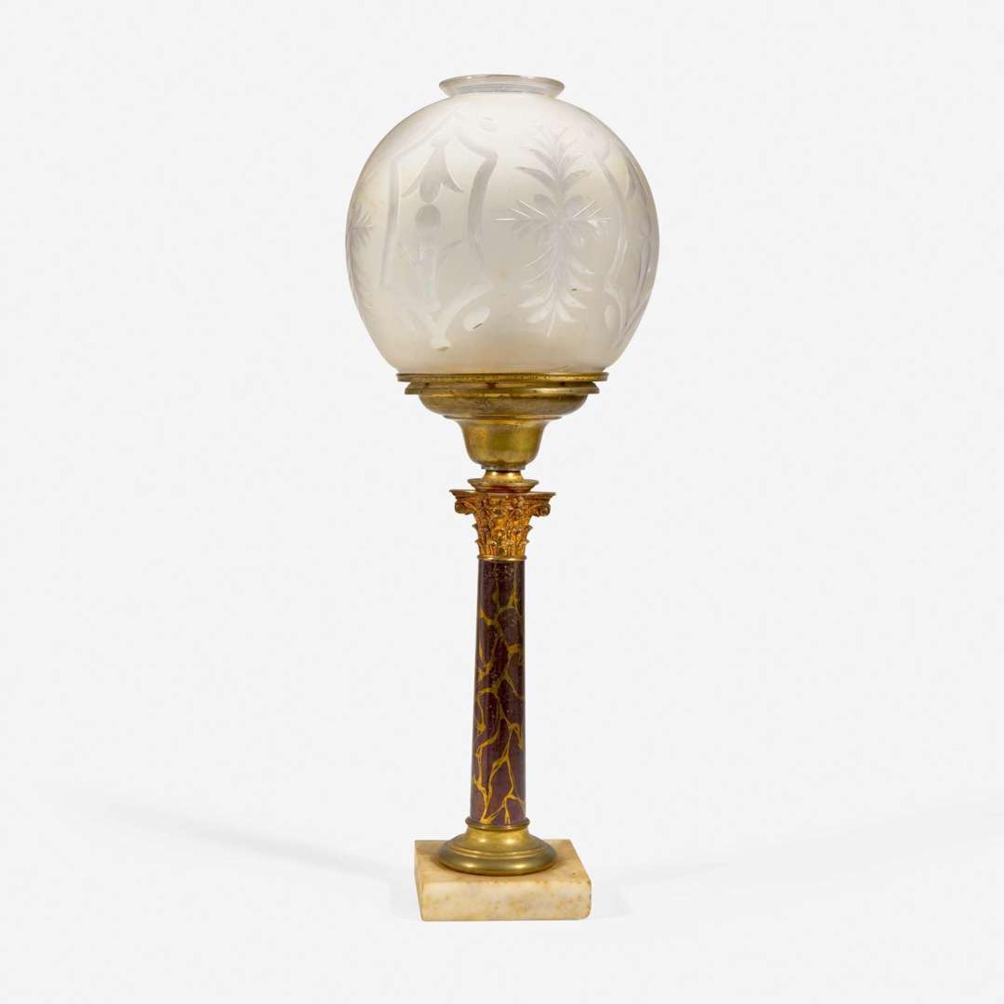A brass, marble, and glass Astral lamp Cornelius & Co., Philadelphia, PA, circa 1840s