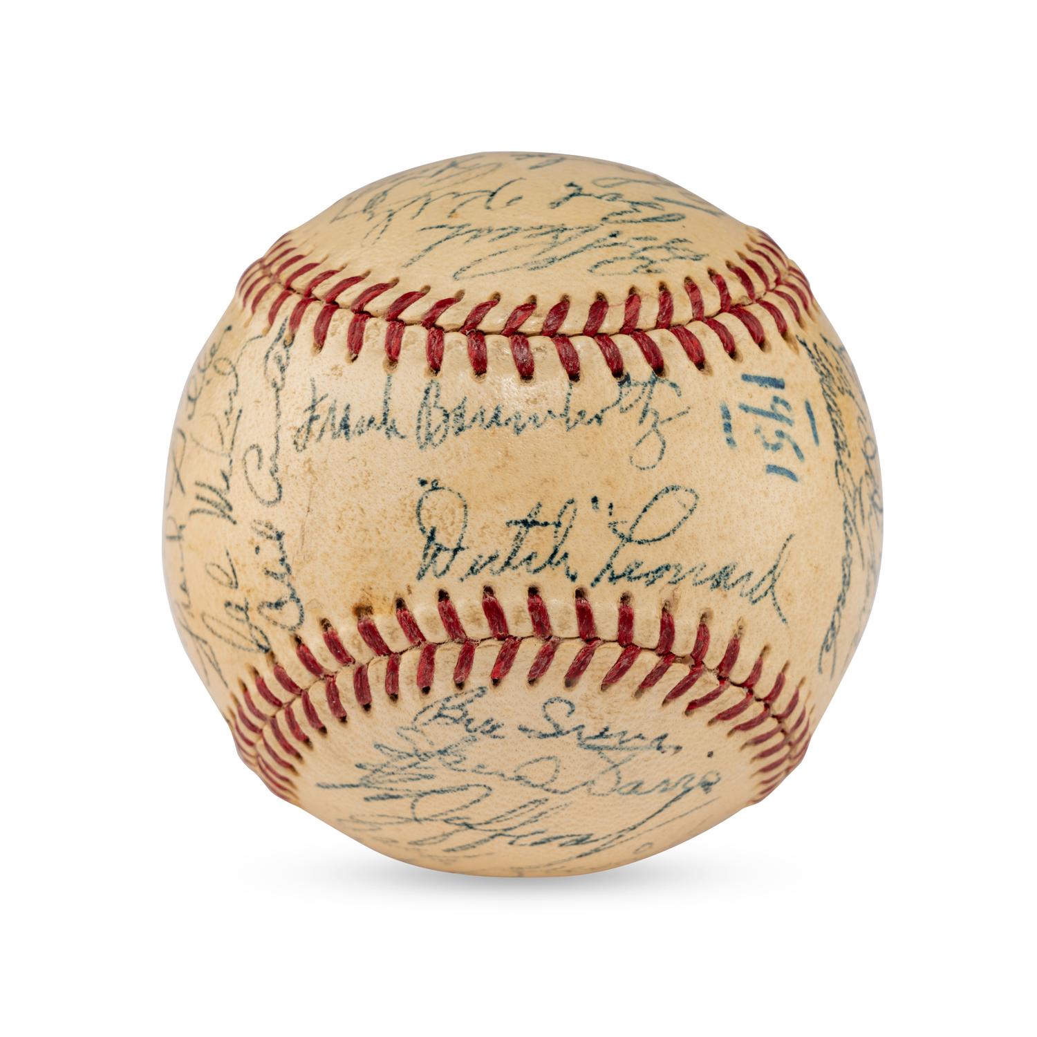 A 1951 Chicago Cubs Team Signed Autograph Baseball Featuring Frank Frisch (PSA Letter of Authenticity),