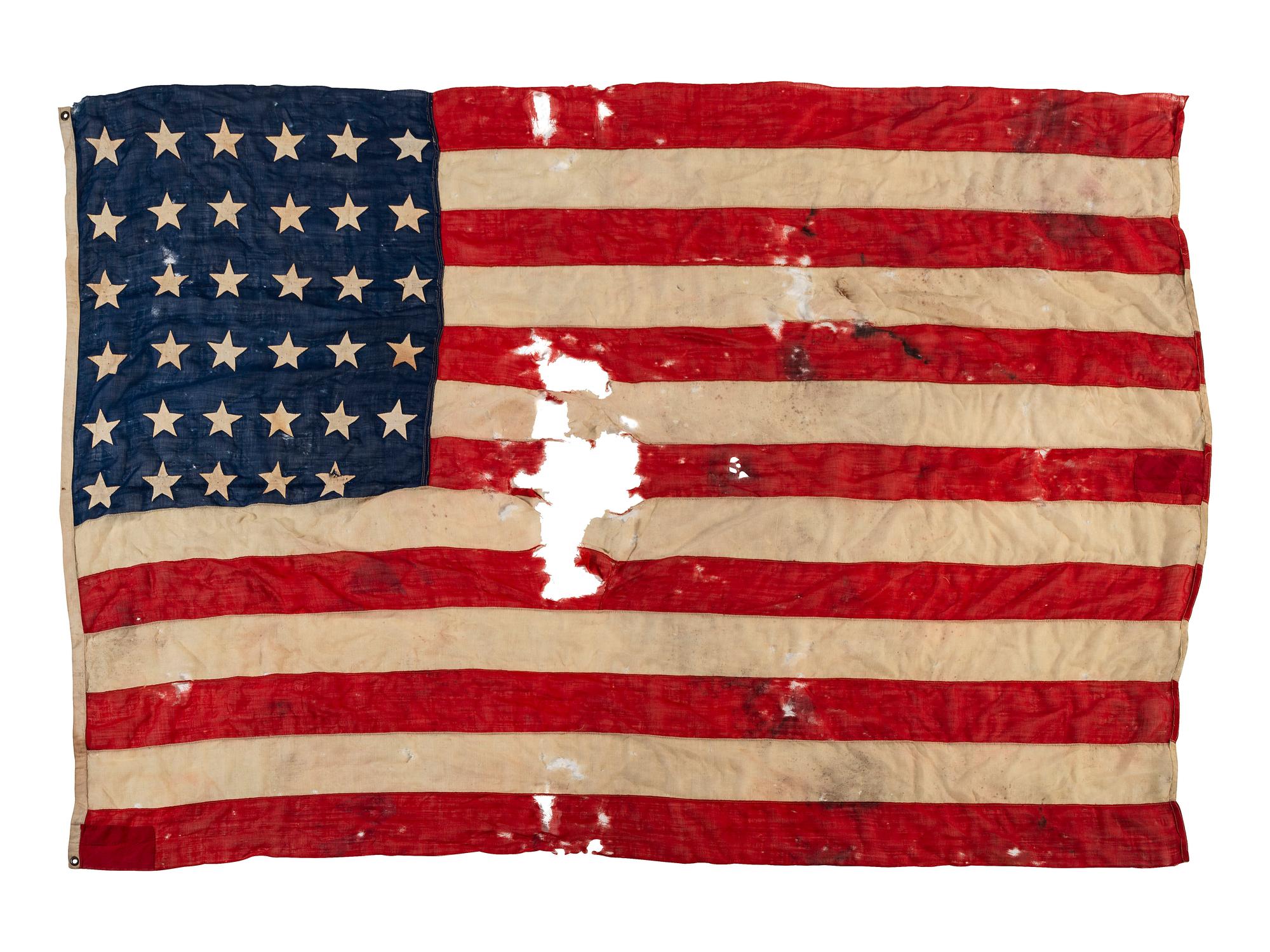 [CIVIL WAR]. 35-star American flag. [ With: ] Partial flags and fragments of flags from the period.
