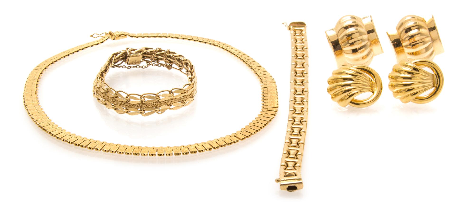 A Collection of Yellow Gold Jewelry, 60.20 dwts.