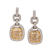 COLORED DIAMOND AND DIAMOND EARRINGS