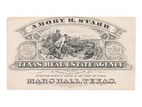 STARR, Amory Reily (1847-1906). Amory R. Starr... Texas Real Estate Agency...Marshall, Texas . St. Louis: A. Gast & Co., [ca 1874].