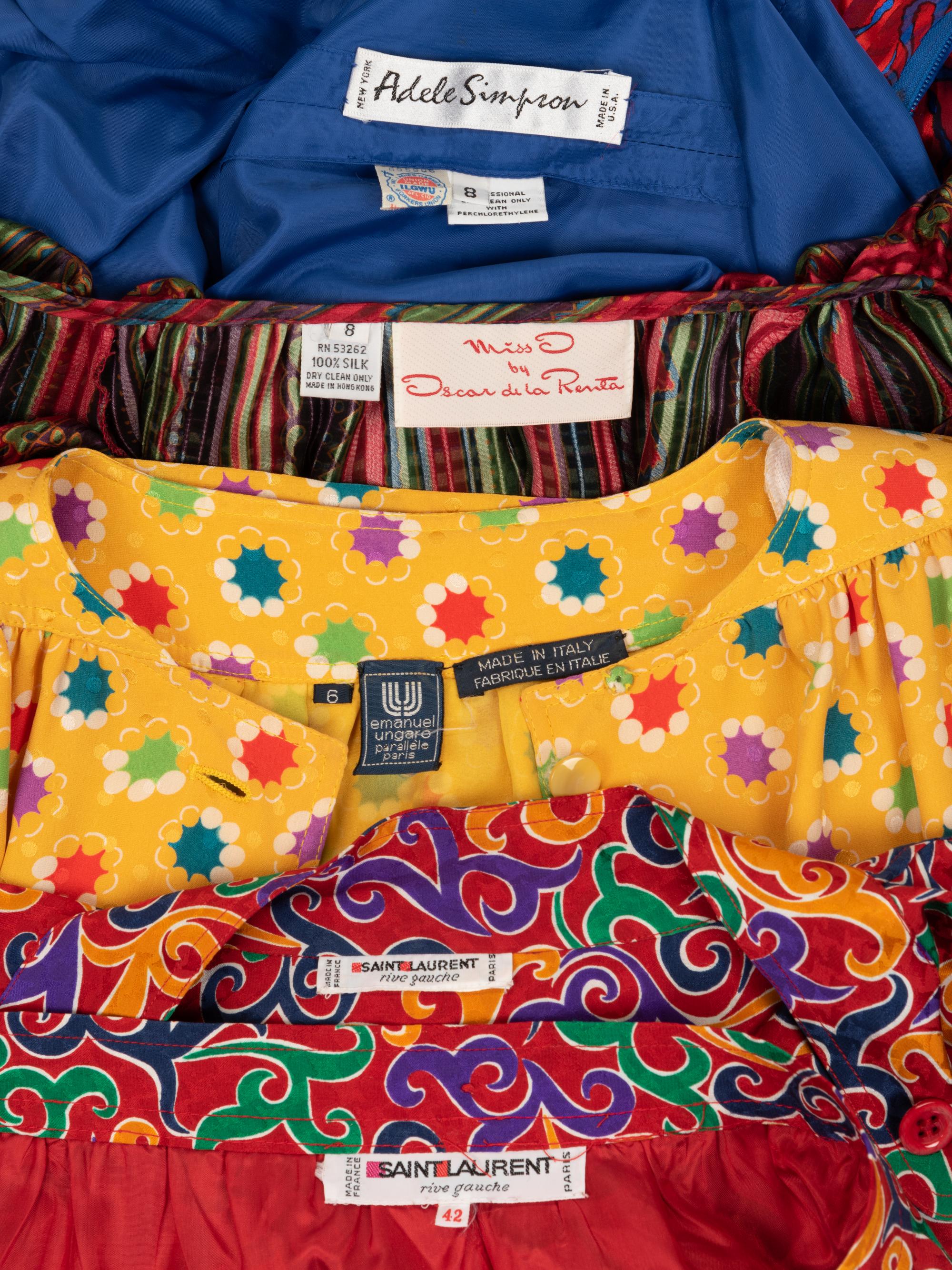 Four Designer Dresses & Ensembles: Yves Saint Laurent, Oscar de la Renta, Adele Simpson, Ungaro, 1980-90s