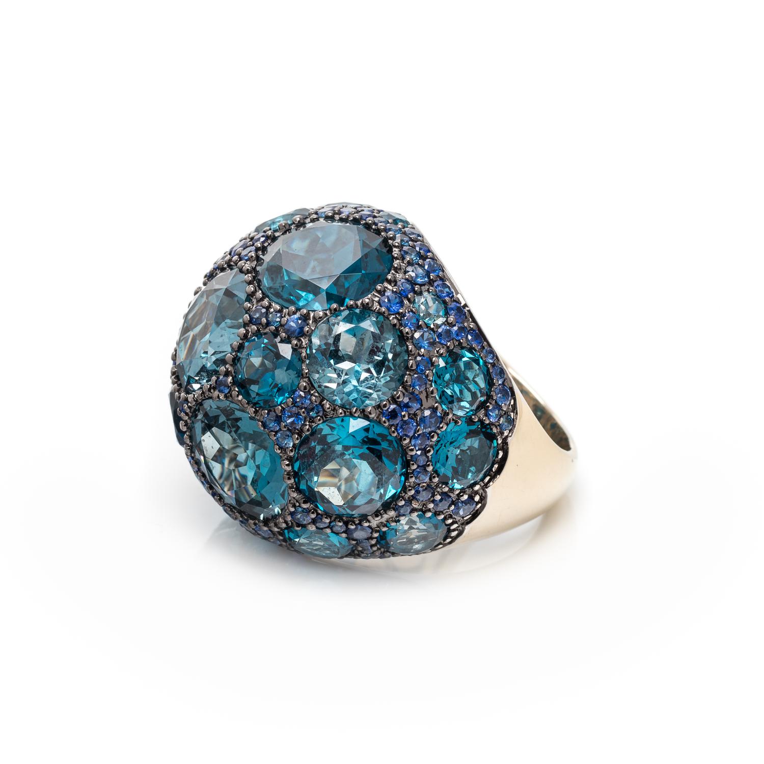 BLUE TOPAZ AND SAPPHIRE RING