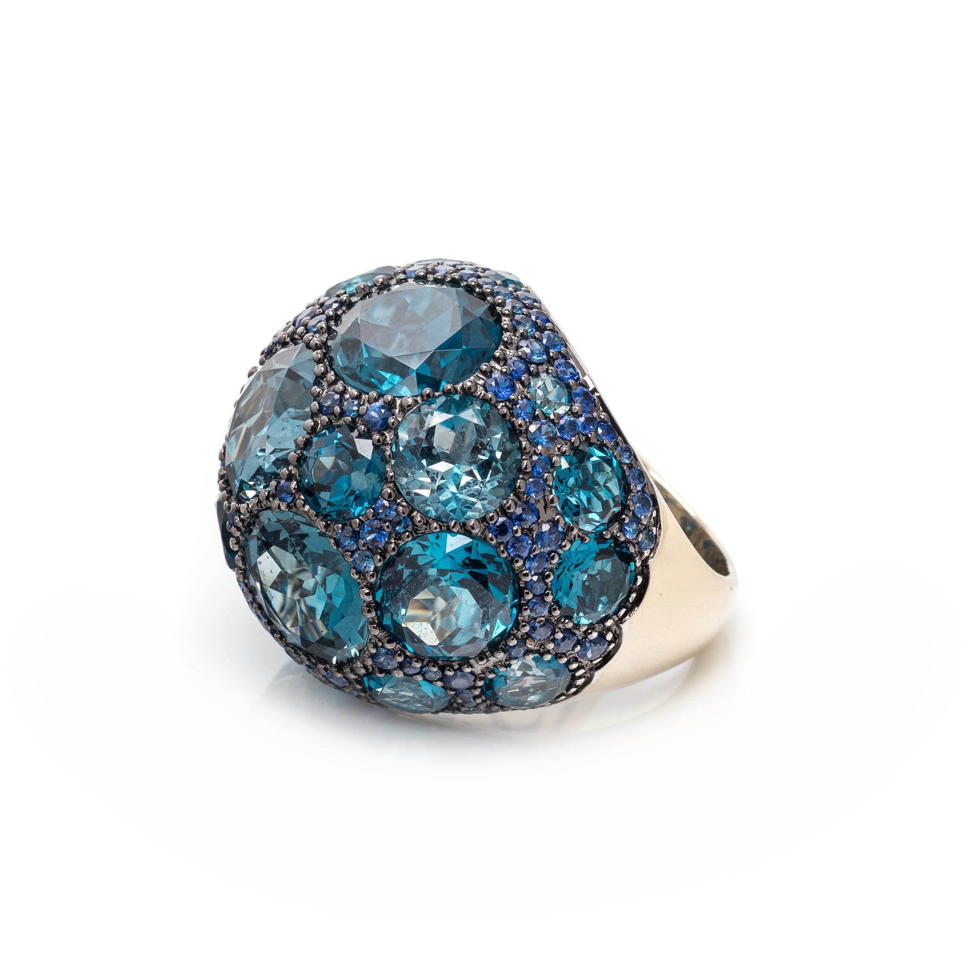 BLUE TOPAZ AND SAPPHIRE RING