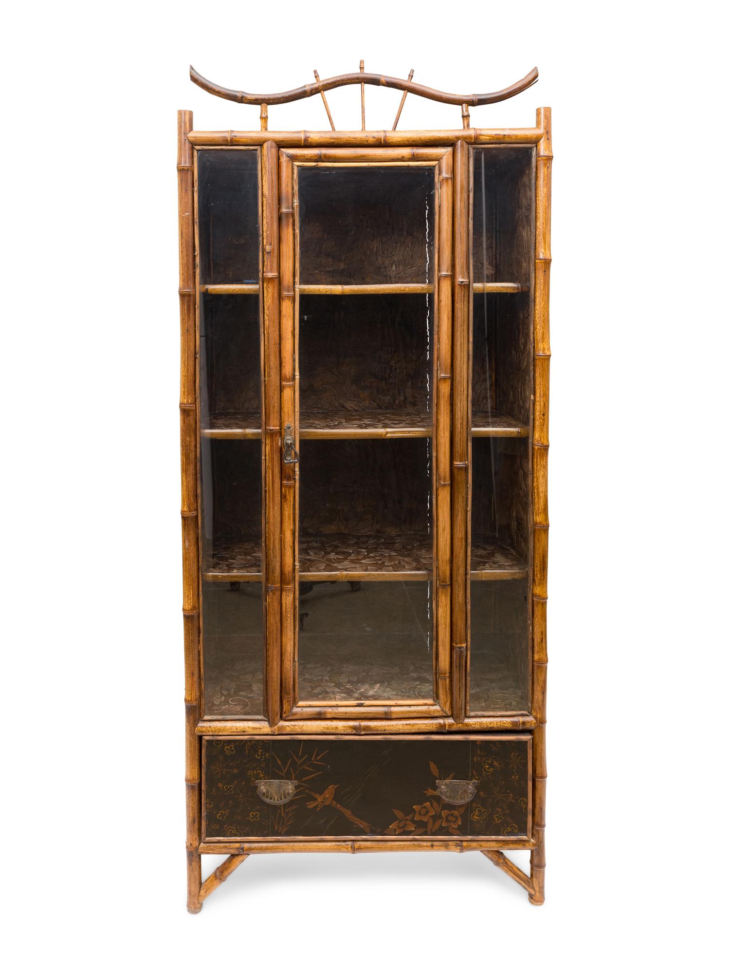 A Victorian Bamboo and Lacquer Cabinet