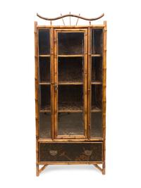 A Victorian Bamboo and Lacquer Cabinet