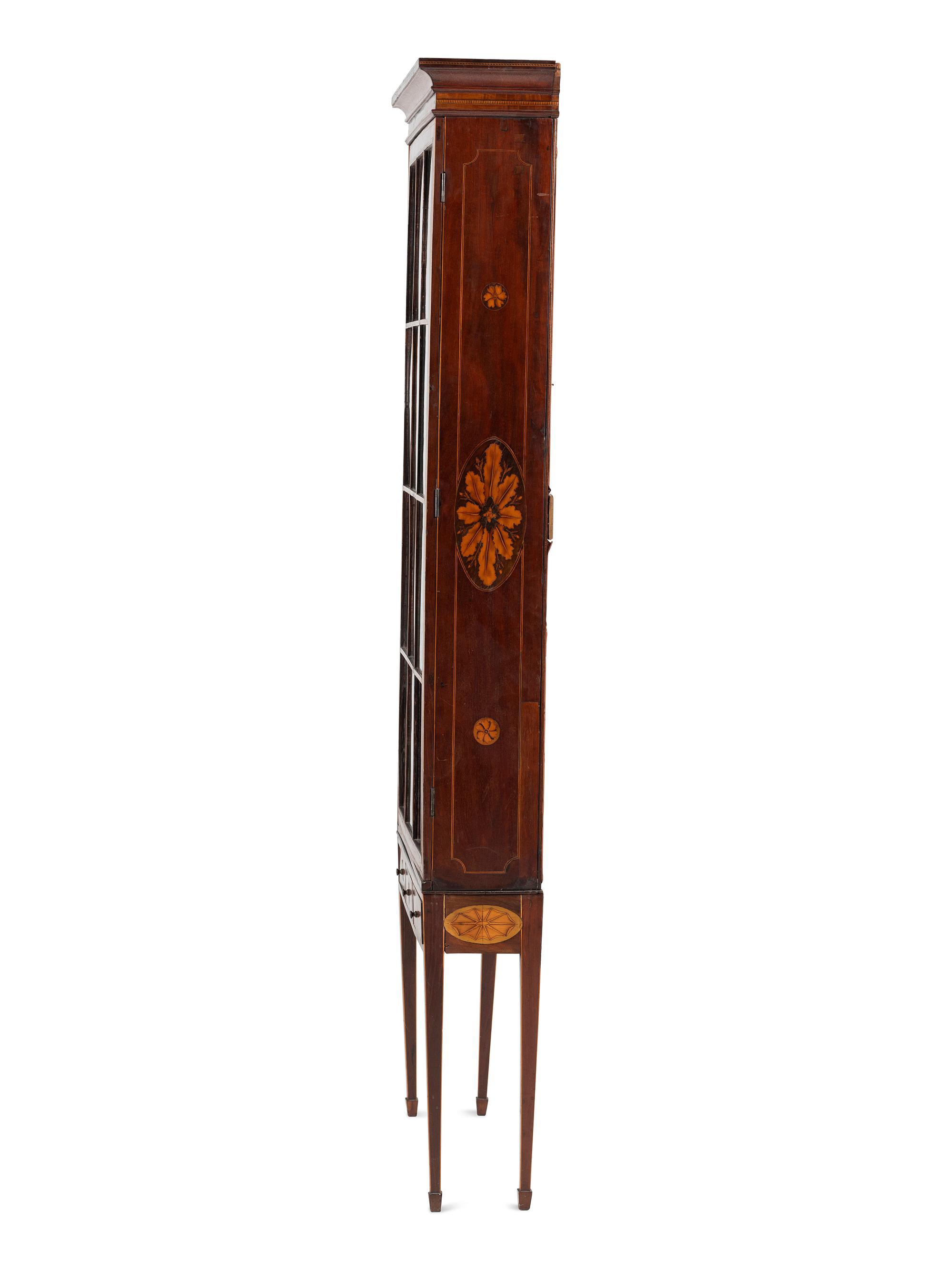 A Late George III Inlaid Mahogany Vitrine Cabinet