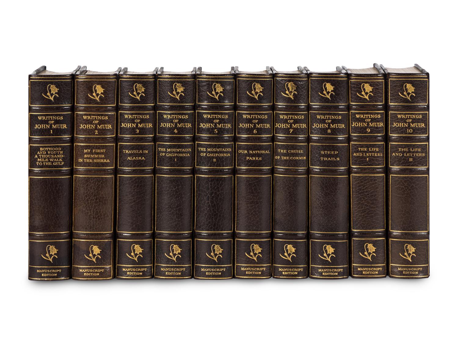 [BINDINGS]. MUIR, John (1838-1914). The Writings of John Muir . Boston and New York: Houghton Mifflin Company, 1916-1924.