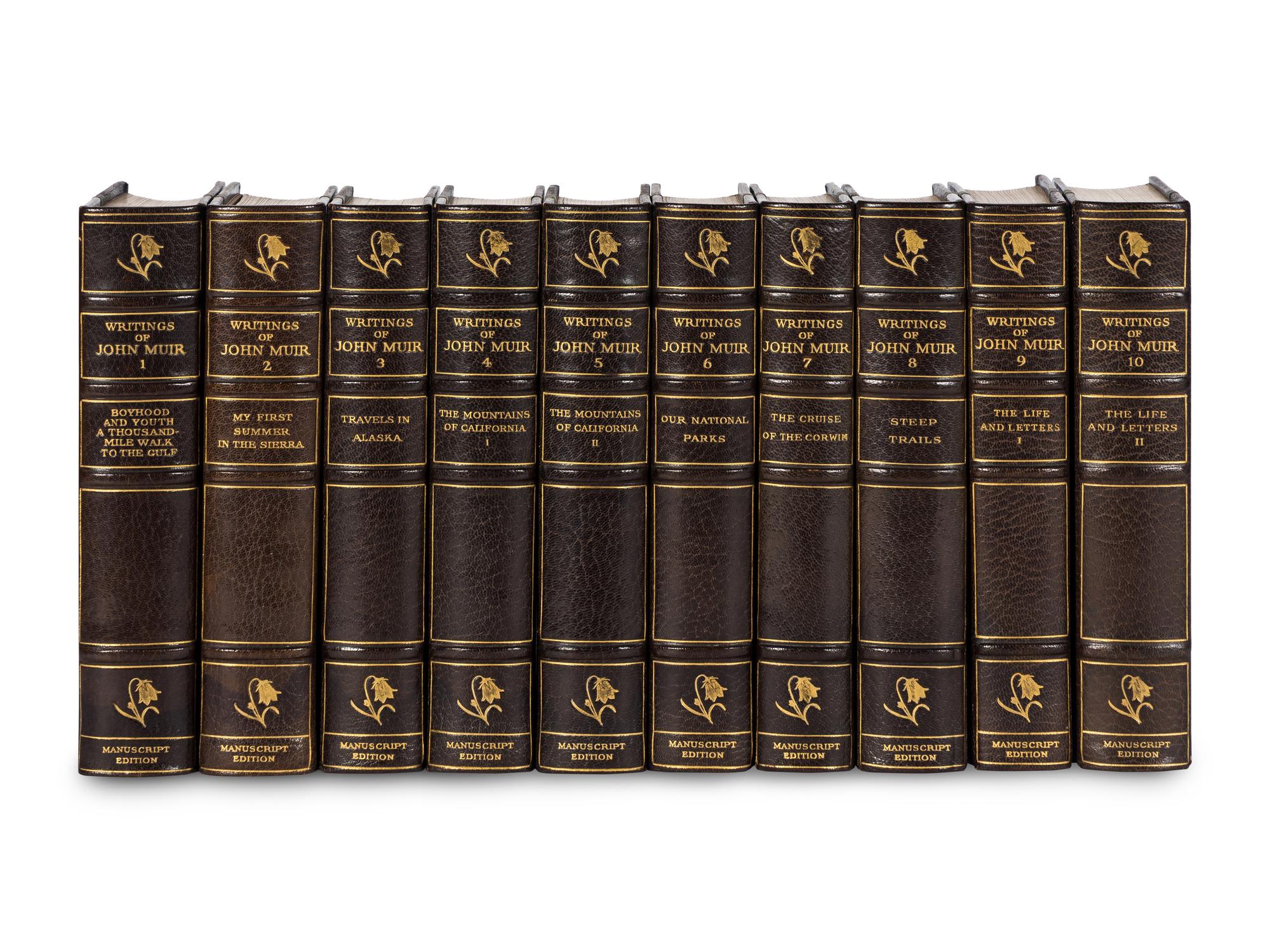 [BINDINGS]. MUIR, John (1838-1914). The Writings of John Muir . Boston and New York: Houghton Mifflin Company, 1916-1924.