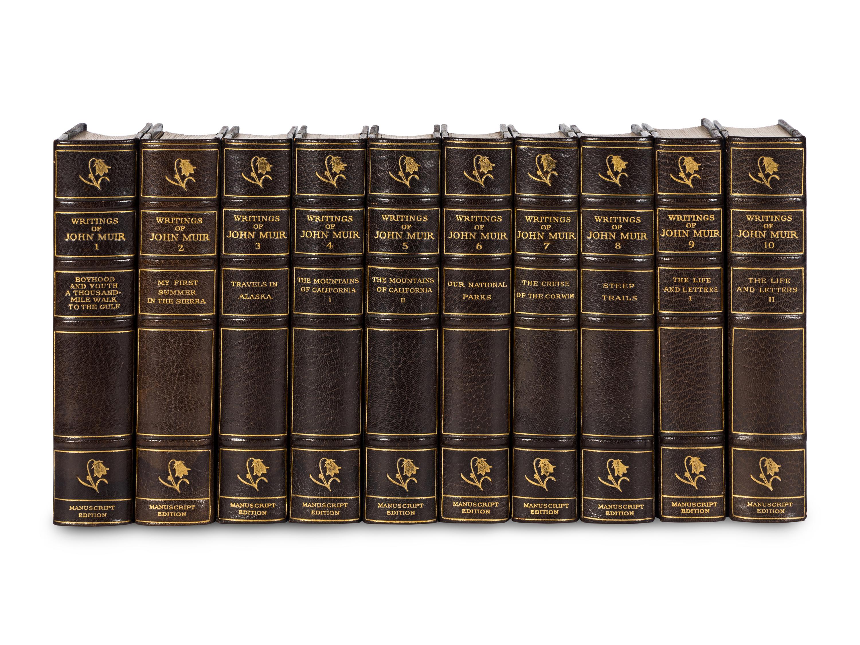 [BINDINGS]. MUIR, John (1838-1914). The Writings of John Muir . Boston and New York: Houghton Mifflin Company, 1916-1924.