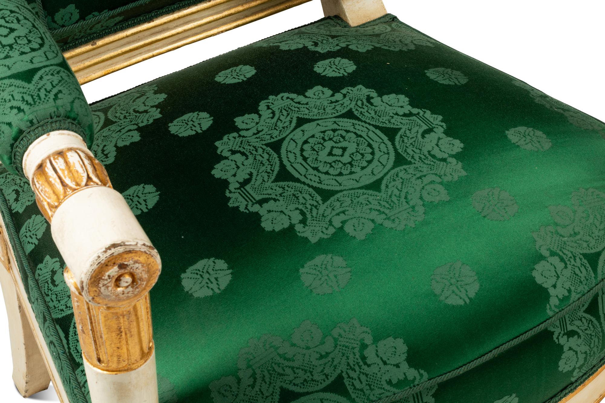 A Pair of Directoire White-Painted and Parcel Gilt Fauteuils