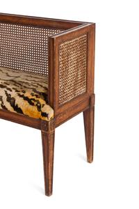 An Italian Style Walnut Bench with Tiger Velvet Upholstery