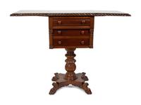 An American Empire Mahogany Drop Leaf Work Table — 19TH CENTURY